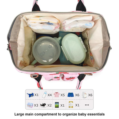 Flamingo Diaper Bag Backpack for Baby Girls, Mom Waterproof Large Nappy Bags for Women (Green)