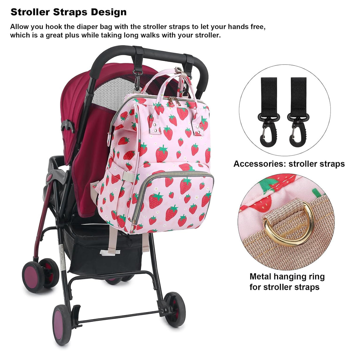 Flamingo Diaper Bag Backpack for Baby Girls, Mom Waterproof Large Nappy Bags for Women (Green)