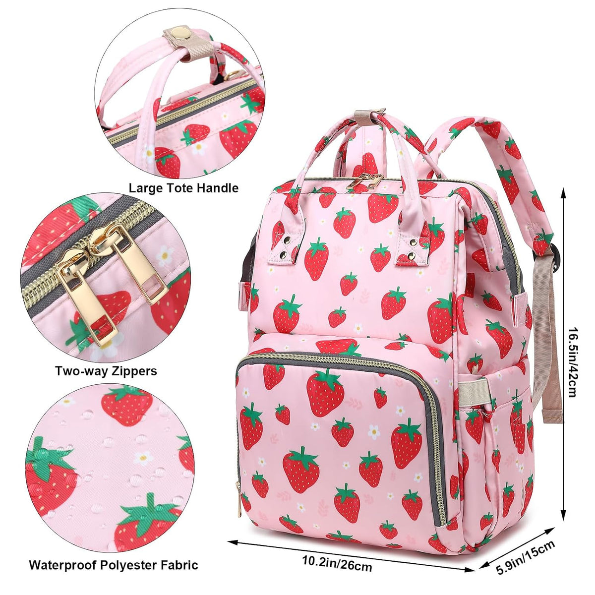 Flamingo Diaper Bag Backpack for Baby Girls, Mom Waterproof Large Nappy Bags for Women (Green)
