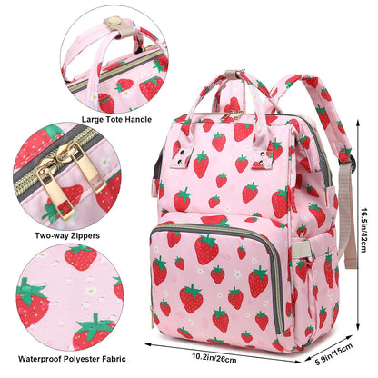 Flamingo Diaper Bag Backpack for Baby Girls, Mom Waterproof Large Nappy Bags for Women (Green)
