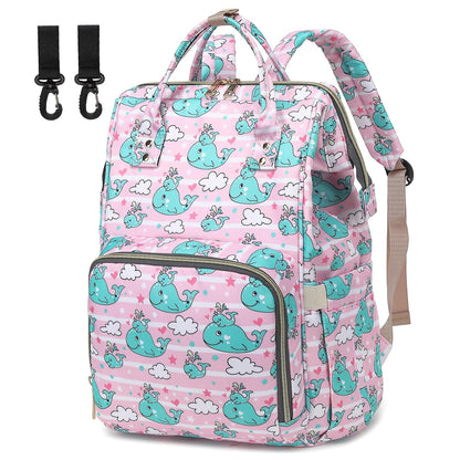 Flamingo Diaper Bag Backpack for Baby Girls, Mom Waterproof Large Nappy Bags for Women (Green)