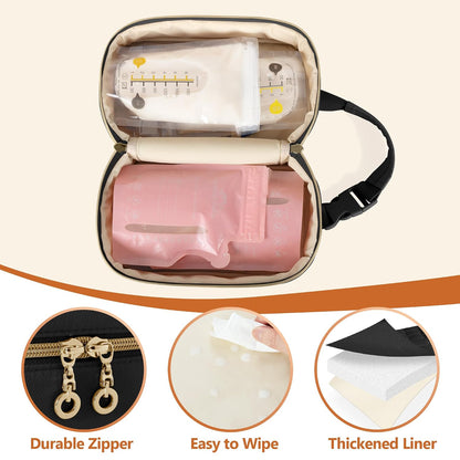 Breastmilk Cooler Bag with 4 Ice Packs and Buckle Handle, Pink