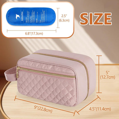 Breastmilk Cooler Bag with 4 Ice Packs and Buckle Handle, Pink
