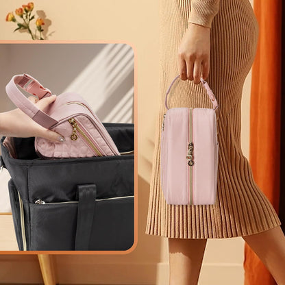 Breastmilk Cooler Bag with 4 Ice Packs and Buckle Handle, Pink