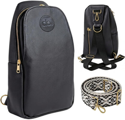 Handmade Mini Diaper Bag Backpack with 5 Pockets | 2 in 1 Convertible Crossbody Sling Bag for Moms | Vegan Leather & Golden Hardware | Insulated Bottle Pocket | Tan