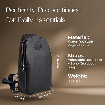 Handmade Mini Diaper Bag Backpack with 5 Pockets | 2 in 1 Convertible Crossbody Sling Bag for Moms | Vegan Leather & Golden Hardware | Insulated Bottle Pocket | Tan