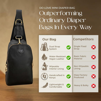 Handmade Mini Diaper Bag Backpack with 5 Pockets | 2 in 1 Convertible Crossbody Sling Bag for Moms | Vegan Leather & Golden Hardware | Insulated Bottle Pocket | Tan