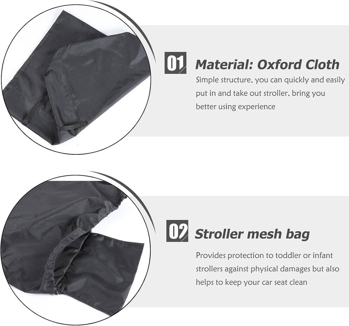 Stroller Travel Bag and Damage Prevention Features for Standard Jogging Oxford Cloth with Easy Access and Double Strollers for Travel and Gate Check