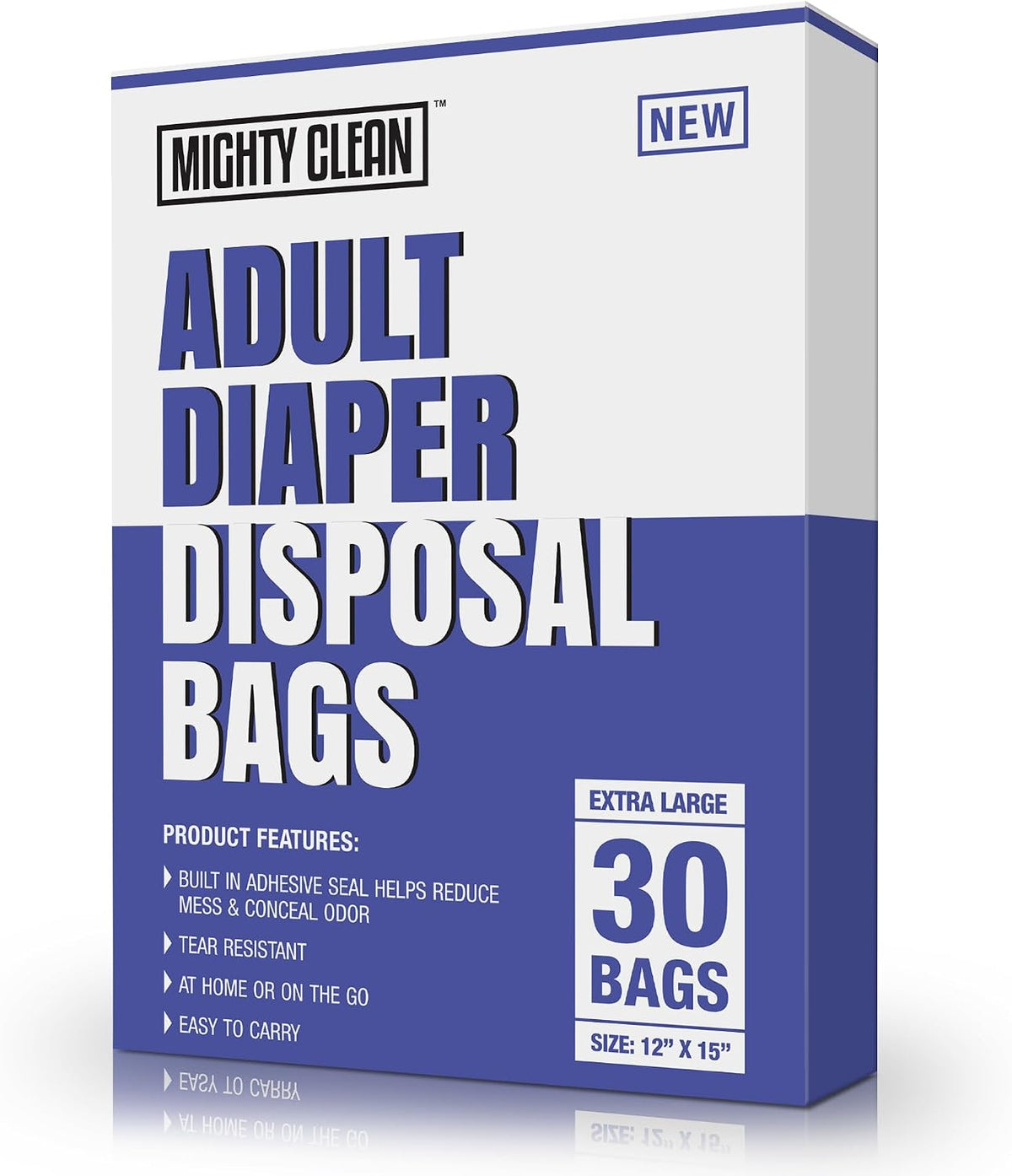 Extra Large Adult Diaper Disposable Bags - 30 Bags, Unscented