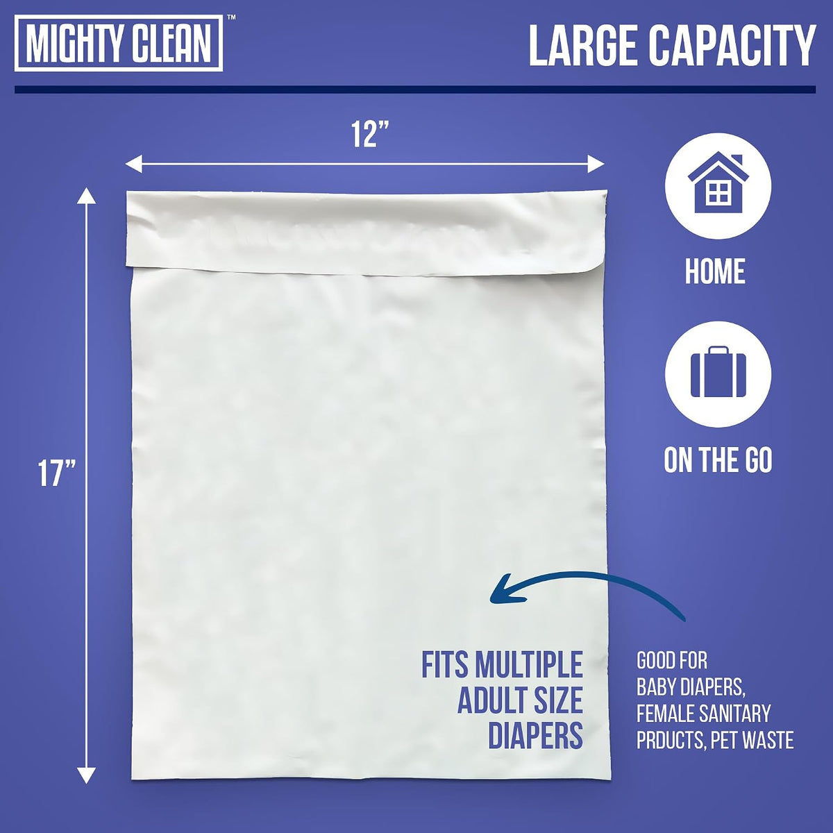 Extra Large Adult Diaper Disposable Bags - 30 Bags, Unscented