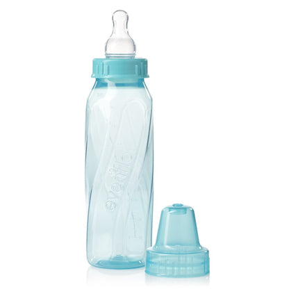 Classic Tinted Plastic Standard Neck Bottles for Baby, Infant and Newborn - Teal/Green/Blue, 8 Ounce (Pack of 12)