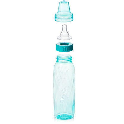 Classic Tinted Plastic Standard Neck Bottles for Baby, Infant and Newborn - Teal/Green/Blue, 8 Ounce (Pack of 12)