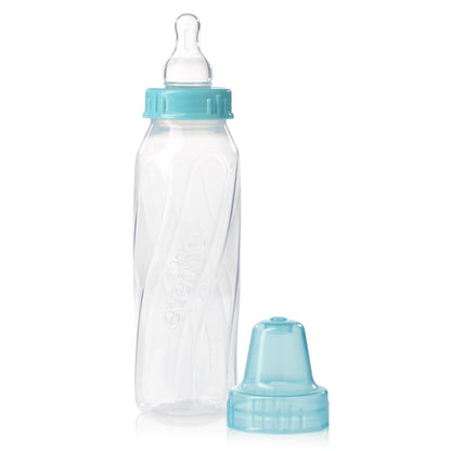 Classic Tinted Plastic Standard Neck Bottles for Baby, Infant and Newborn - Teal/Green/Blue, 8 Ounce (Pack of 12)