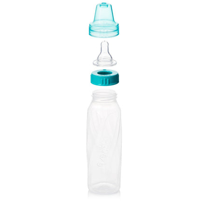Classic Tinted Plastic Standard Neck Bottles for Baby, Infant and Newborn - Teal/Green/Blue, 8 Ounce (Pack of 12)