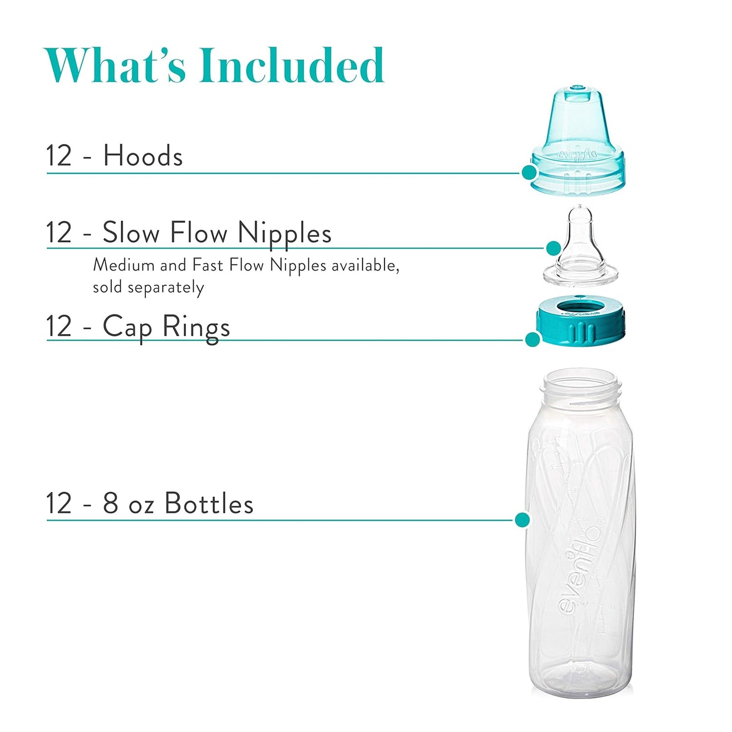 Classic Tinted Plastic Standard Neck Bottles for Baby, Infant and Newborn - Teal/Green/Blue, 8 Ounce (Pack of 12)