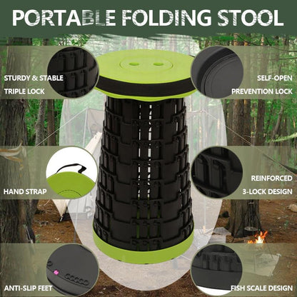 Collapsible Stool for Adults, Portable Folding Camping Seat, 500lbs