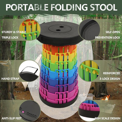 Collapsible Stool for Adults, Portable Folding Camping Seat, 500lbs