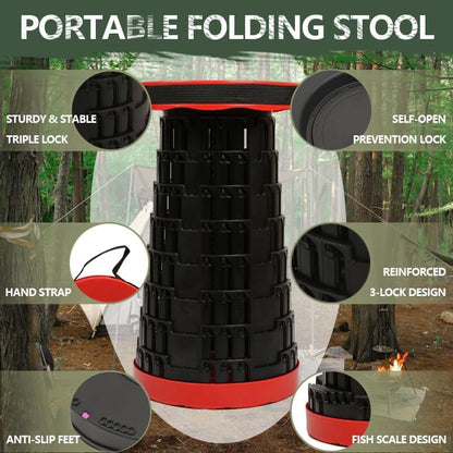 Collapsible Stool for Adults, Portable Folding Camping Seat, 500lbs