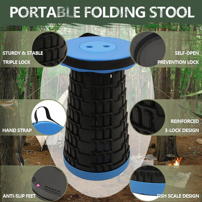 Collapsible Stool for Adults, Portable Folding Camping Seat, 500lbs