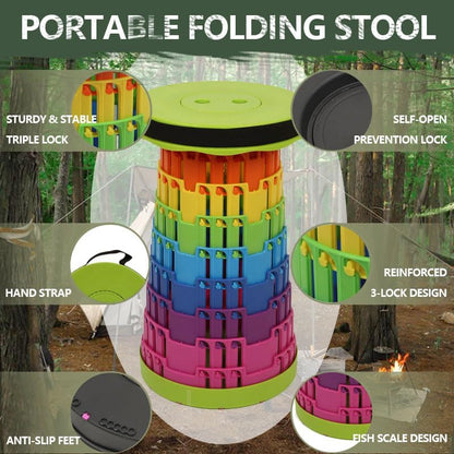 Collapsible Stool for Adults, Portable Folding Camping Seat, 500lbs