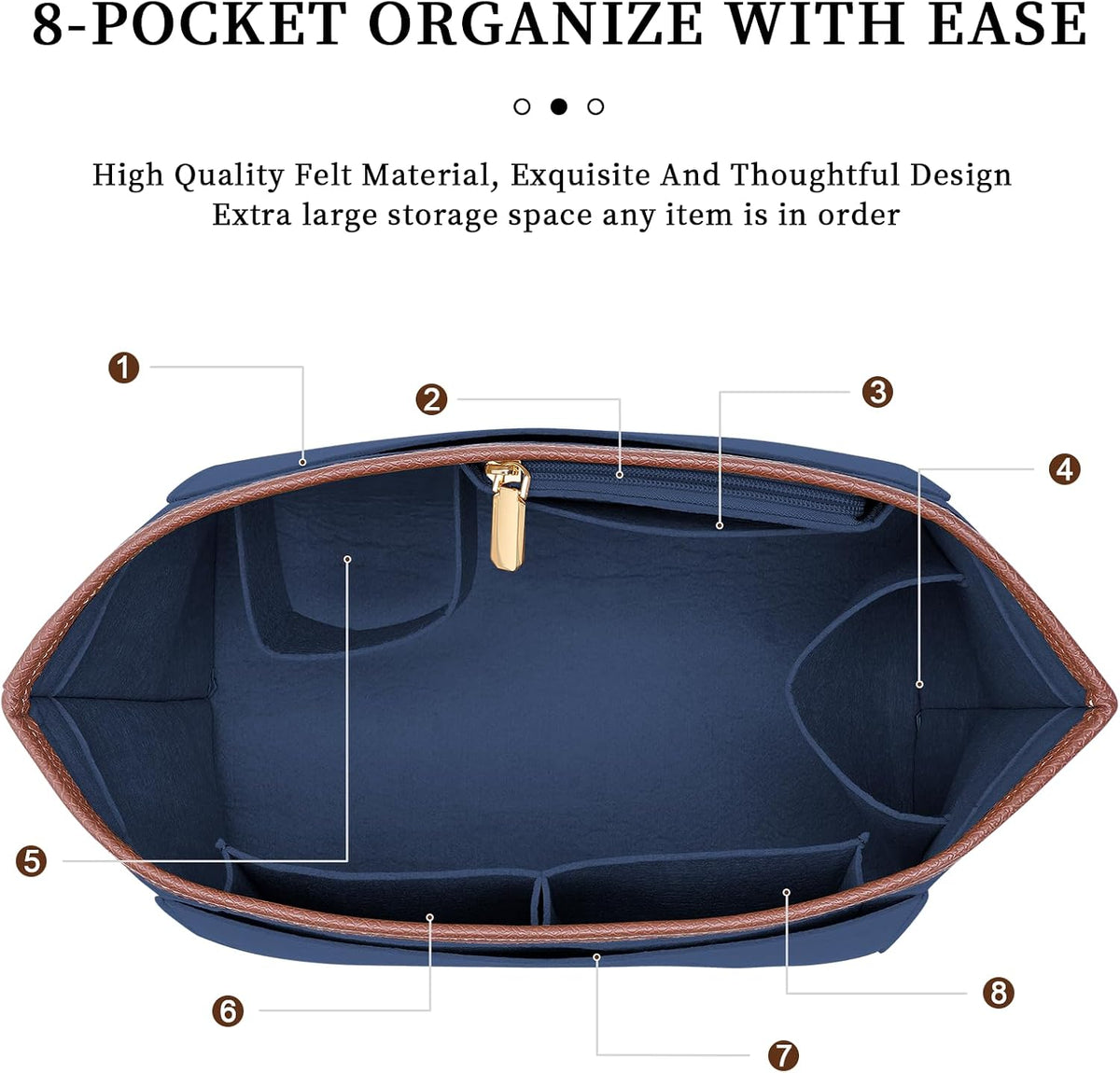 Felt Purse Organizer Insert for Longchamp Le Pliage M Bag, Handbag Leather edge Longchamp Organizer Insert with Cup Holder Tote Organize(Beige, Medium)
