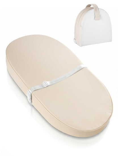 Wipeable Baby Changing Pad: Changing Pad Babies for Dresser Waterproof 31.5” * 15.7” with Removable Safety Strap for Diaper Changing on Table (Grey)