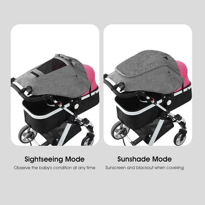 Stroller Cover, Upf50+ Waterproof Stroller Sun Shade Cover with Viewing Window for High-View Strollers, Black