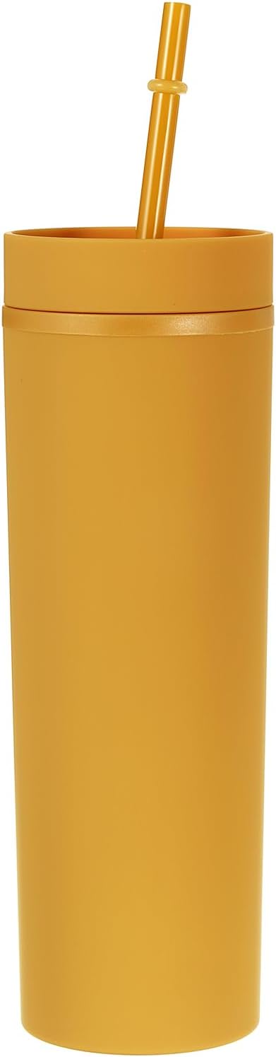 Skinny Tumbler with Lids and Straws, 16Oz Matte Light Green Skinny Tumbler Bulk, Reusable Pastel Acrylic Tumbler, Double Wall Plastic Tumbler for Cold Hot Drinks, Coffee DIY
