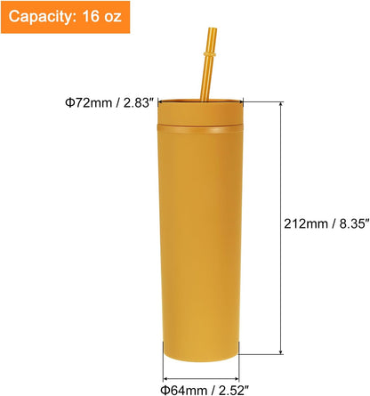 Skinny Tumbler with Lids and Straws, 16Oz Matte Light Green Skinny Tumbler Bulk, Reusable Pastel Acrylic Tumbler, Double Wall Plastic Tumbler for Cold Hot Drinks, Coffee DIY