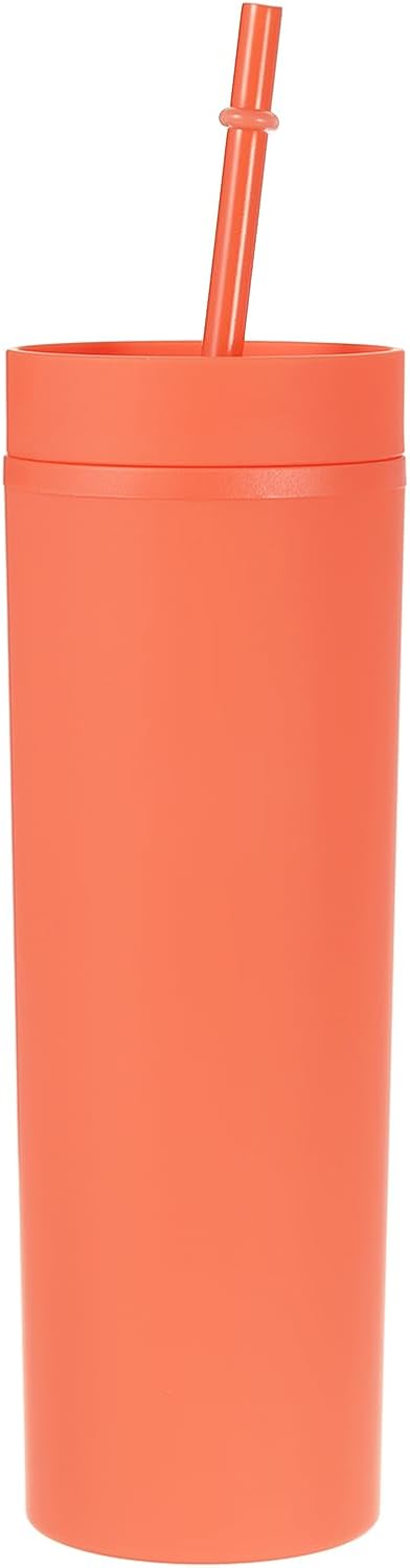 Skinny Tumbler with Lids and Straws, 16Oz Matte Light Green Skinny Tumbler Bulk, Reusable Pastel Acrylic Tumbler, Double Wall Plastic Tumbler for Cold Hot Drinks, Coffee DIY