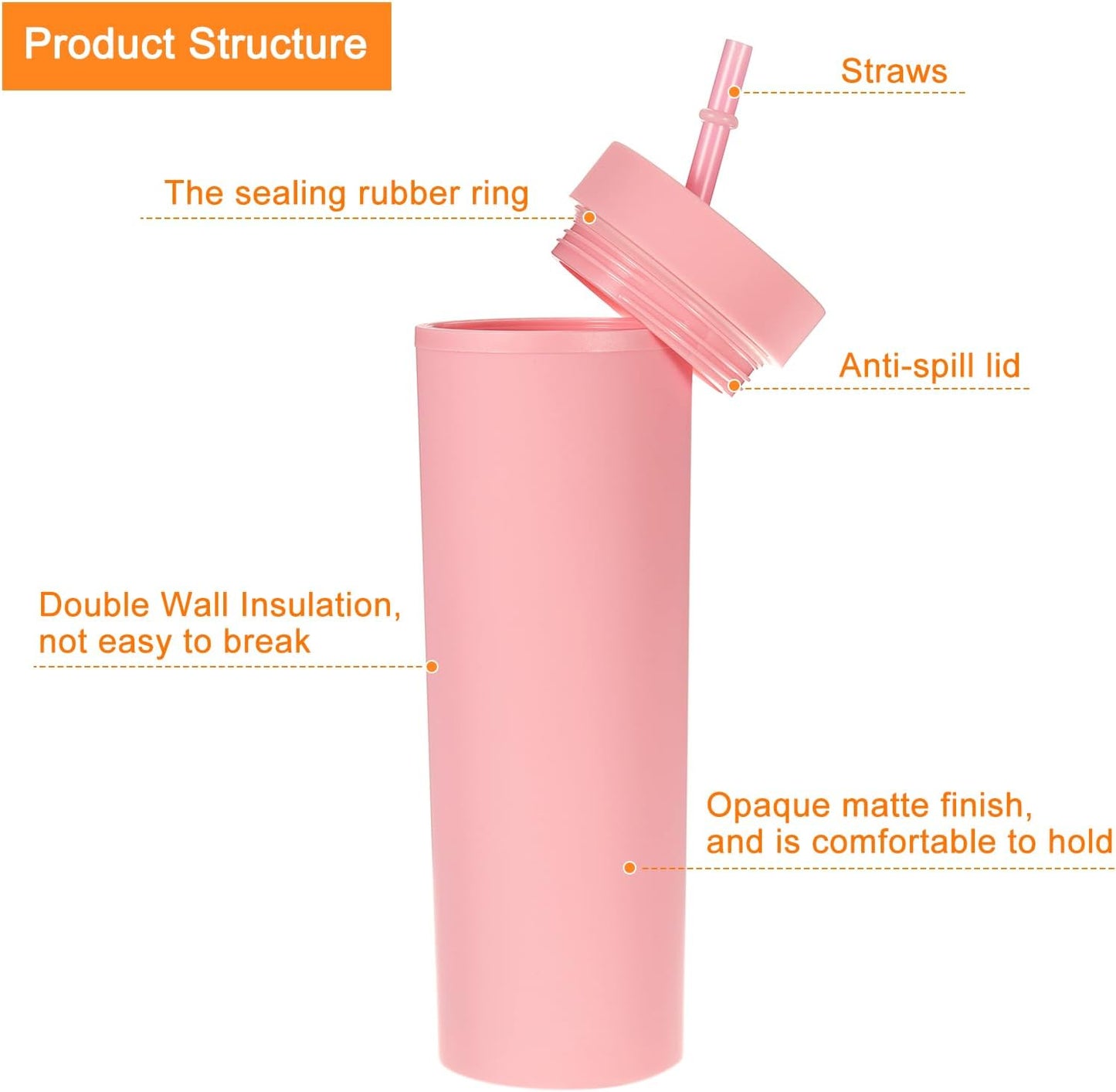 Skinny Tumbler with Lids and Straws, 16Oz Matte Light Green Skinny Tumbler Bulk, Reusable Pastel Acrylic Tumbler, Double Wall Plastic Tumbler for Cold Hot Drinks, Coffee DIY