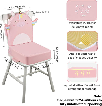 Toddler Booster Seat for Dining Table with Backrest, 4" Kids Booster Seat