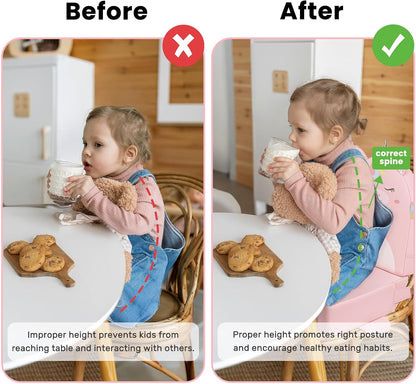 Toddler Booster Seat for Dining Table with Backrest, 4" Kids Booster Seat