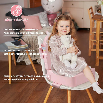 Toddler Booster Seat for Dining Table with Backrest, 4" Kids Booster Seat
