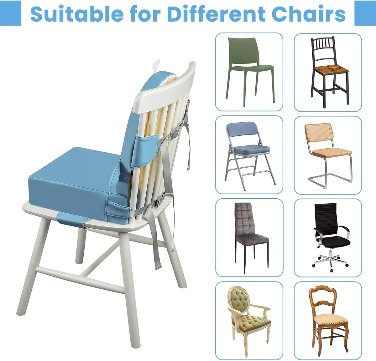 Toddler Booster Seat for Dining Table with Backrest, 4" Kids Booster Seat