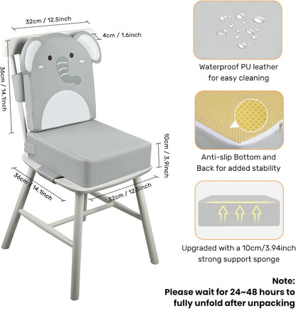 Toddler Booster Seat for Dining Table with Backrest, 4" Kids Booster Seat