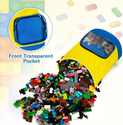 Drawstring Toy Storage Organizer Bag for Building Bricks (Large)