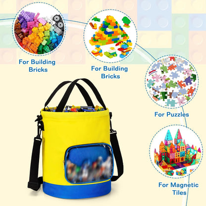 Drawstring Toy Storage Organizer Bag for Building Bricks (Large)