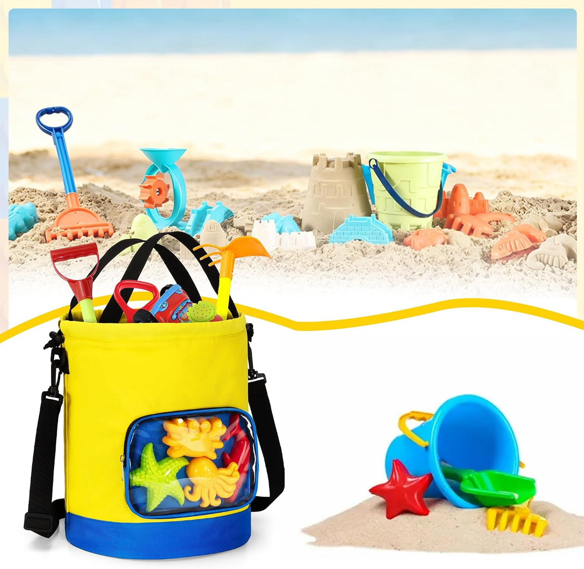 Drawstring Toy Storage Organizer Bag for Building Bricks (Large)