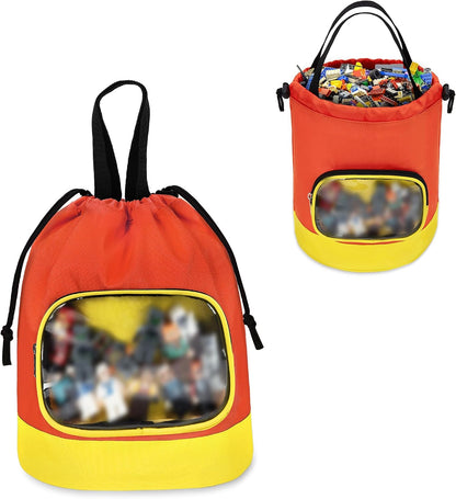 Drawstring Toy Storage Organizer Bag for Building Bricks (Large)