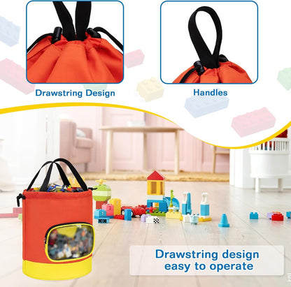 Drawstring Toy Storage Organizer Bag for Building Bricks (Large)
