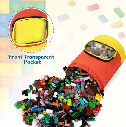 Drawstring Toy Storage Organizer Bag for Building Bricks (Large)