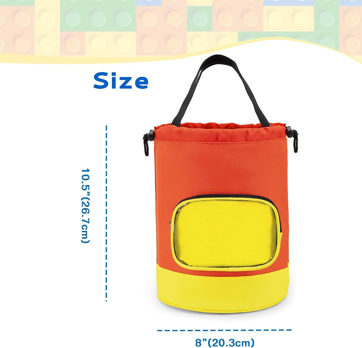 Drawstring Toy Storage Organizer Bag for Building Bricks (Large)