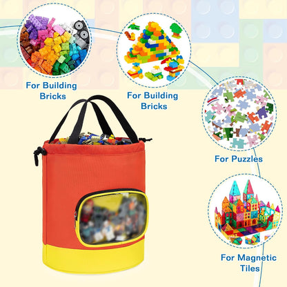 Drawstring Toy Storage Organizer Bag for Building Bricks (Large)