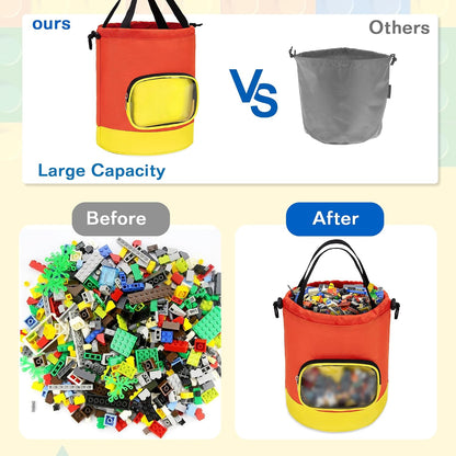 Drawstring Toy Storage Organizer Bag for Building Bricks (Large)