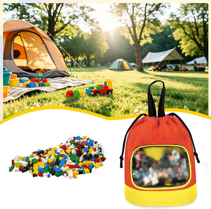 Drawstring Toy Storage Organizer Bag for Building Bricks (Large)