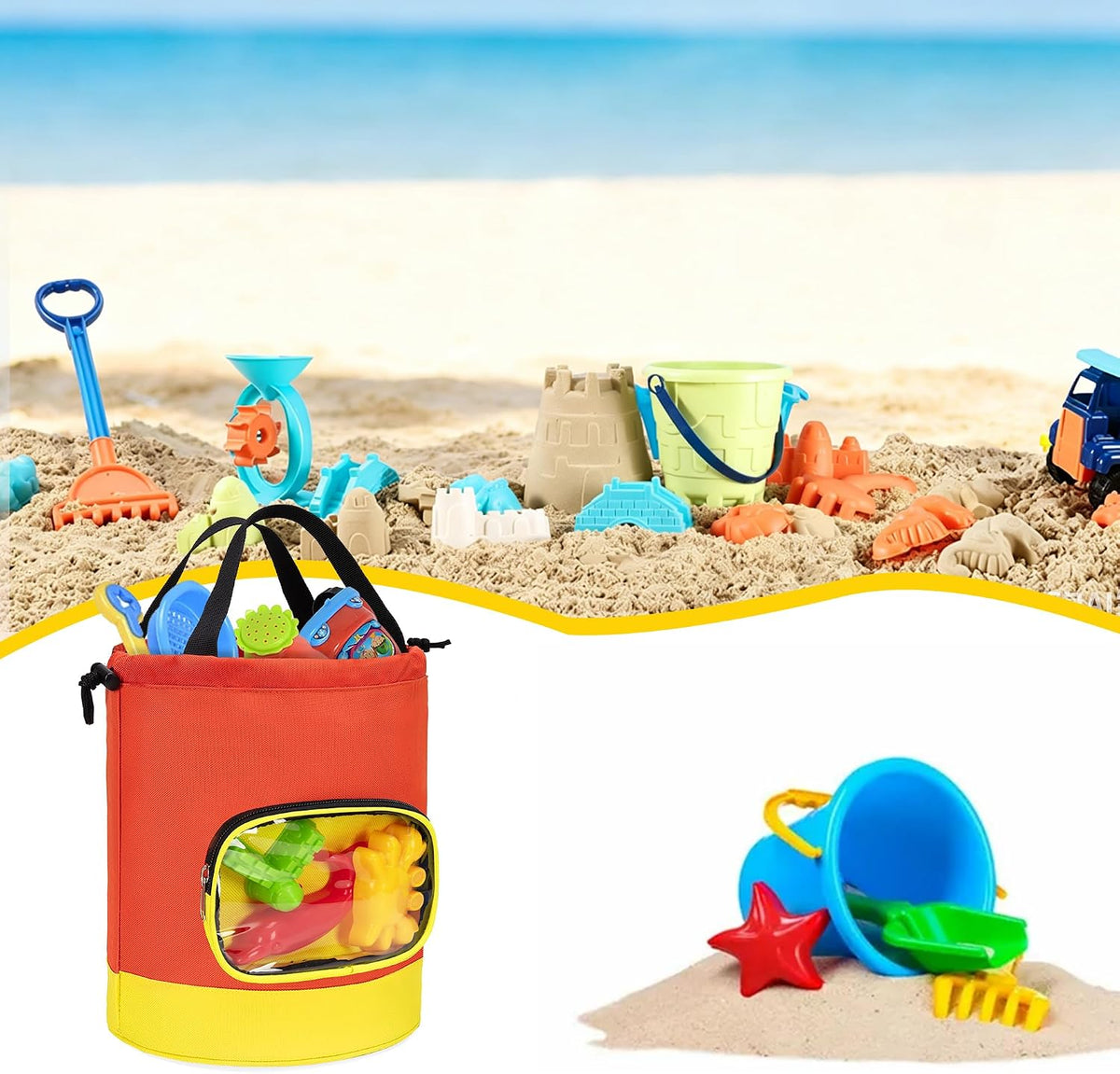Drawstring Toy Storage Organizer Bag for Building Bricks (Large)