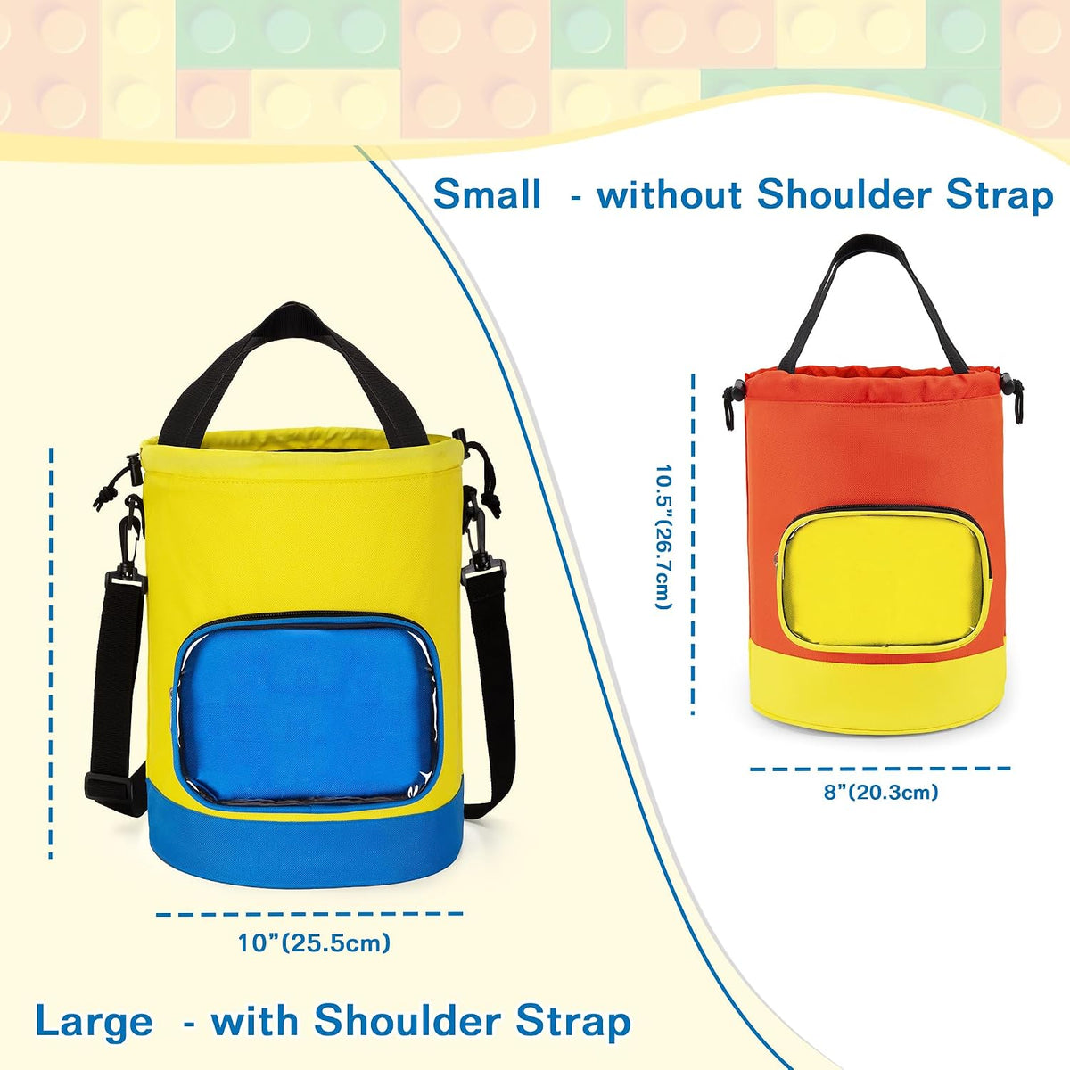 Drawstring Toy Storage Organizer Bag for Building Bricks (Large)