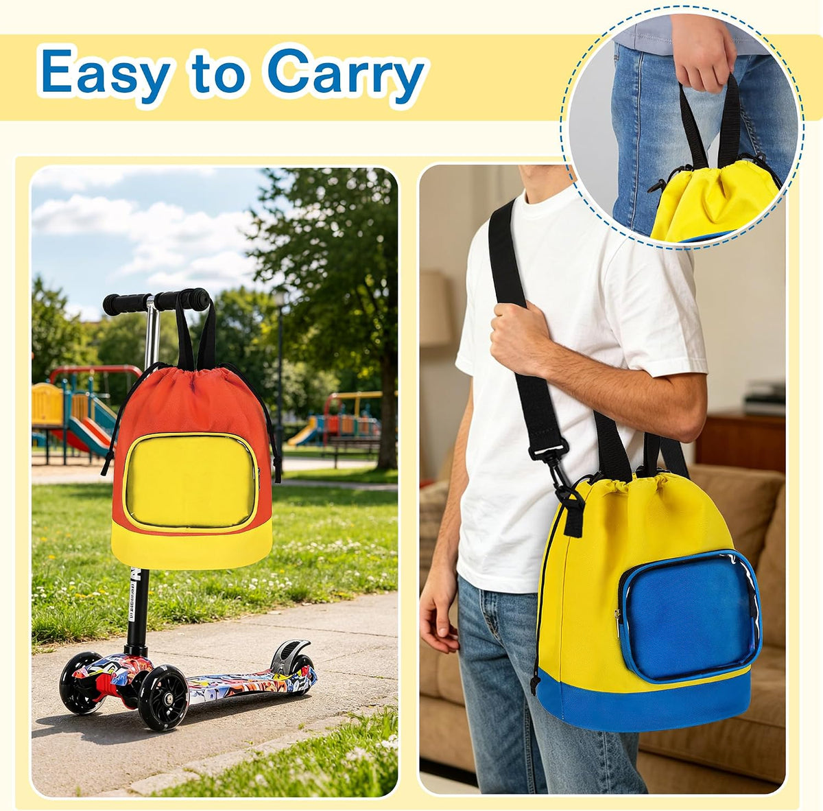 Drawstring Toy Storage Organizer Bag for Building Bricks (Large)