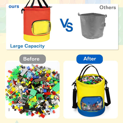 Drawstring Toy Storage Organizer Bag for Building Bricks (Large)